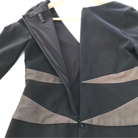 BCBG MaxAzria Little Black Dress Long Sleeve V Neck Mid Length Bodycon Womens S - Picture 9 of 14